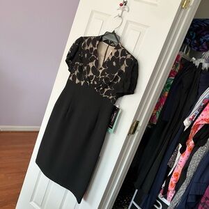 Karin Steven’s Black Nude Overlay Pencil Dress 6P
